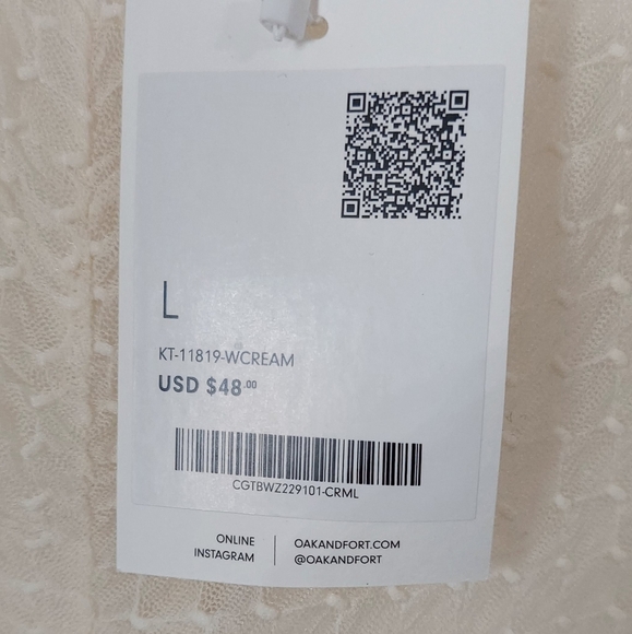 A5 Oak + Fort cream mesh Long Sleeve Top size large - Picture 7 of 8